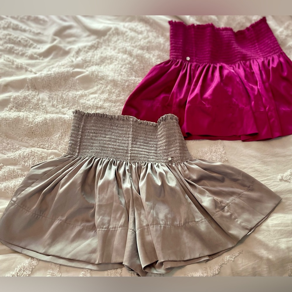 NATURAL LIFE silver/grey Mini Skort Smocked Tiered